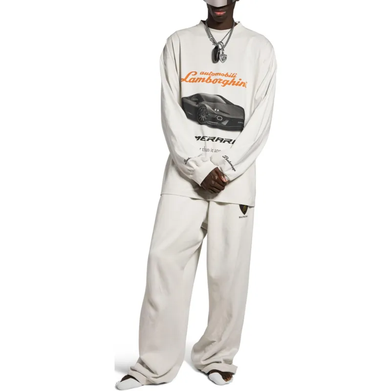 Balenciaga x Automobili Lamborghini T Shirt Loose Fit Unisex Dirty White-2