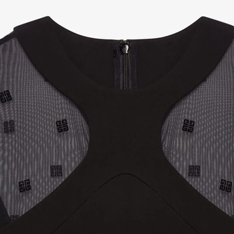 Givenchy Long Sleeve Bodysuit 4G Tulle 'Black'-4