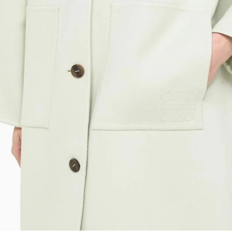 LOEWE Raglan Wool And Cashmere Coat Olive Green-4