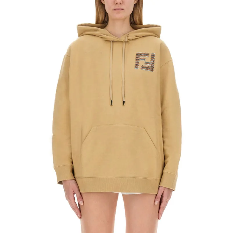 FENDI Ff Sequin Embellished Drawstring Hoodie-3