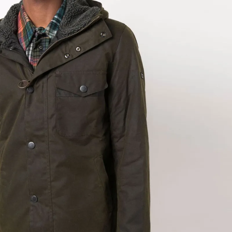 BARBOUR Button Up Hooded Winter Jacket-4