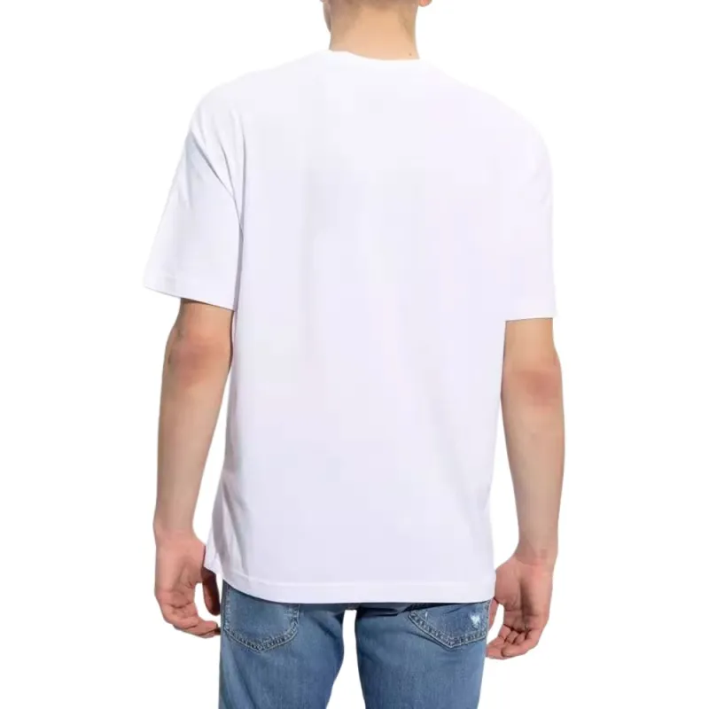 EMPORIO ARMANI EA7 Logo Print Crew Neck Slim Fit Short Sleeved T Shirt T Shirt Men's White-3
