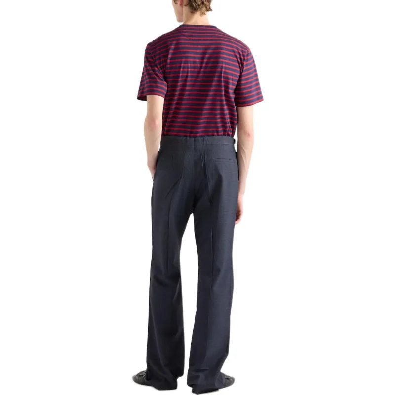 PRADA Logo Embroidered Striped T Shirt-2