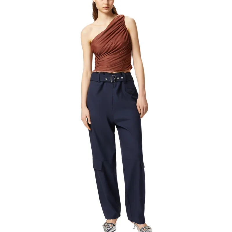 PINKO One Shoulder Tulle Top-2