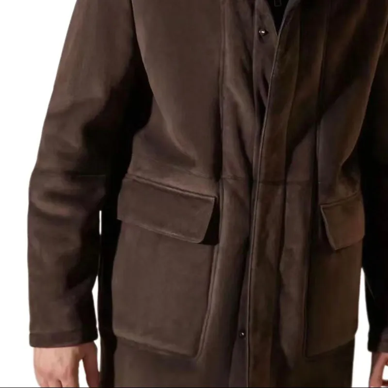 Loro Piana Leather Jacket Men's Brown-2