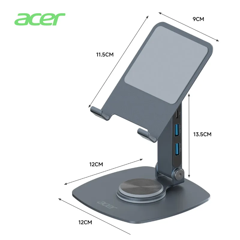 Acer Compact Portable Desktop Live Streaming Multifunction 360° Rotating Flat Phone Stand-7