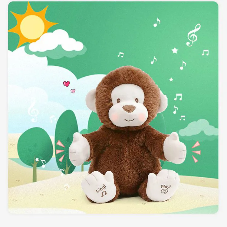 GUND Clapping Monkey Singing Clapping Monkey Baby Soothing Music Toy Dolls Plush Doll 30cm High-3
