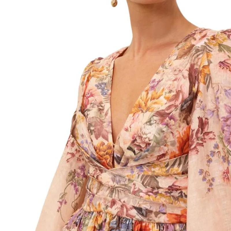 Zimmermann FW24 Long Sleeved Dresses Women's Peach-4