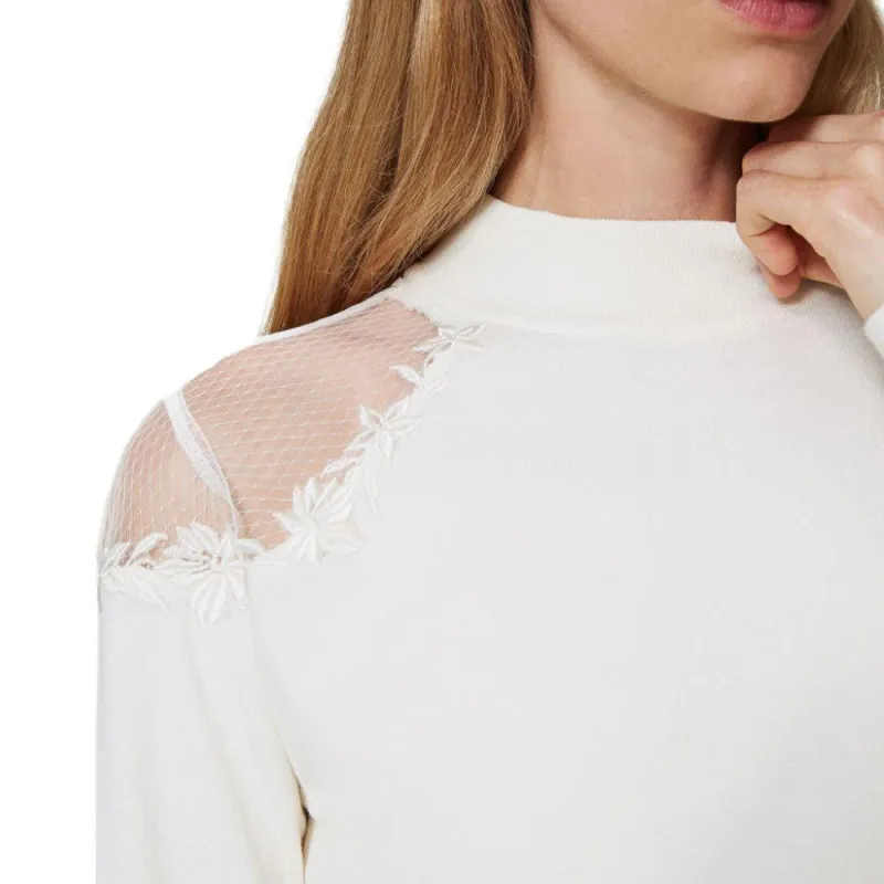 Twinset High neck Embroidered Sweater-4