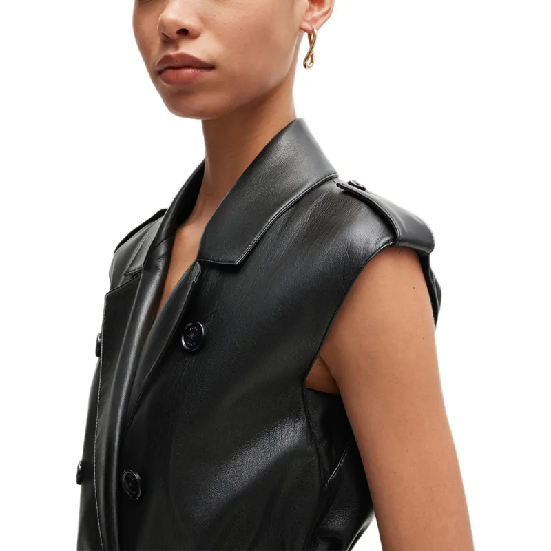 HUGO BOSS Faux leather Double breasted Midi Dress-4