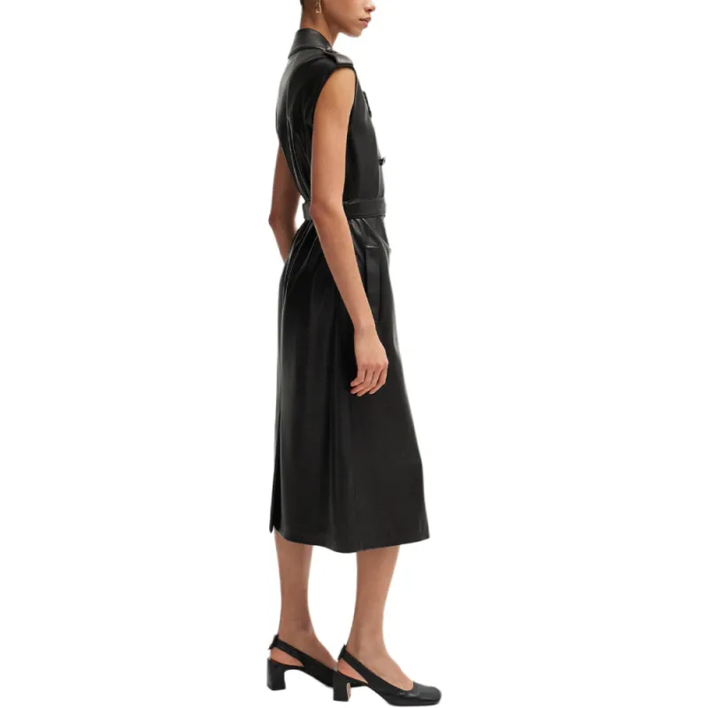 HUGO BOSS Faux leather Double breasted Midi Dress-3