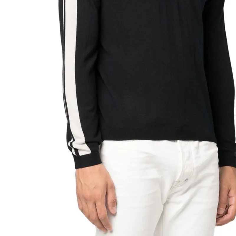 EMPORIO ARMANI Side Stripe Detailed Knitted Polo Jumper-6