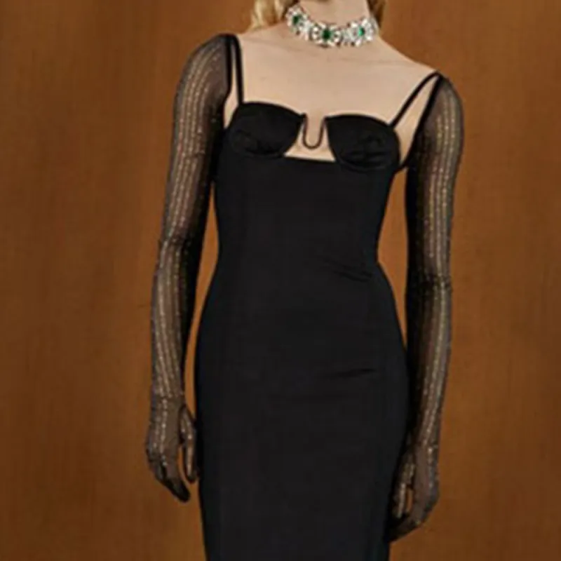 GUCCI Sleeveless Bodycon Dress Black-1
