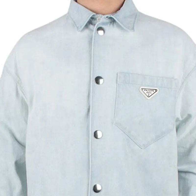 PRADA Denim Jackets Men Light Blue-3