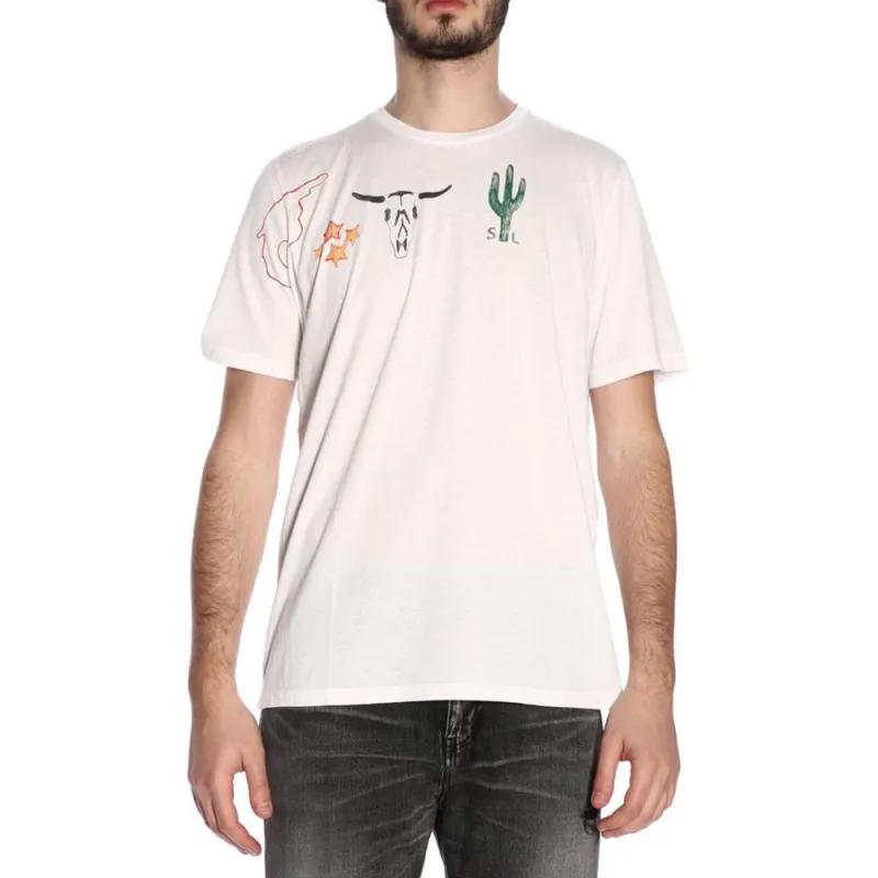 SAINT LAURENT T Shirts Men White-1