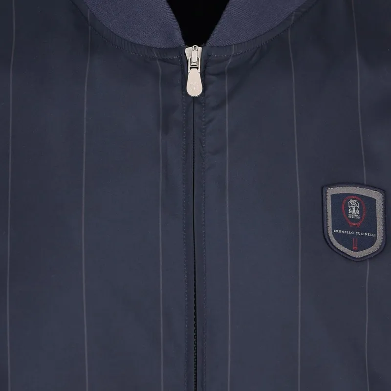 Brunello Cucinelli Logo appliqué Striped Jacket-6