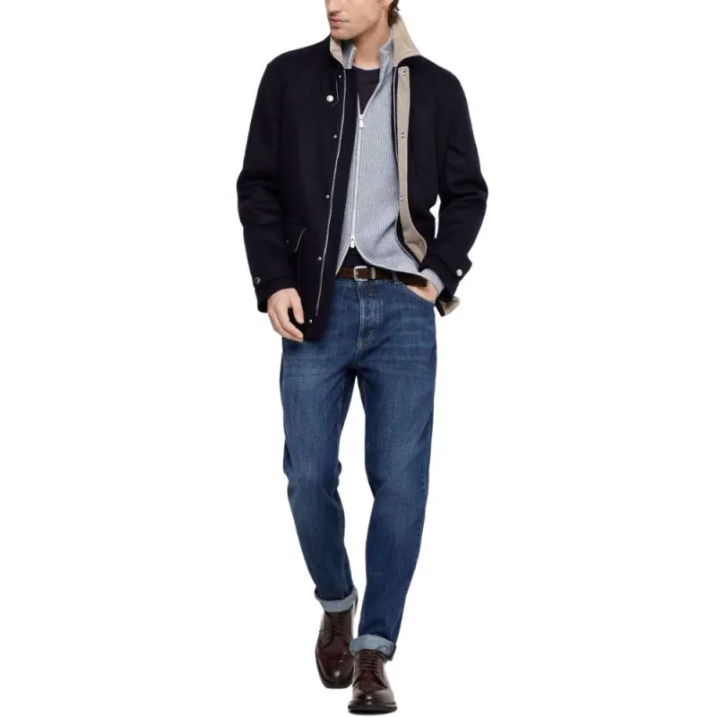 Brunello Cucinelli Corduroy Collar Press Stud Shirt Jacket-3