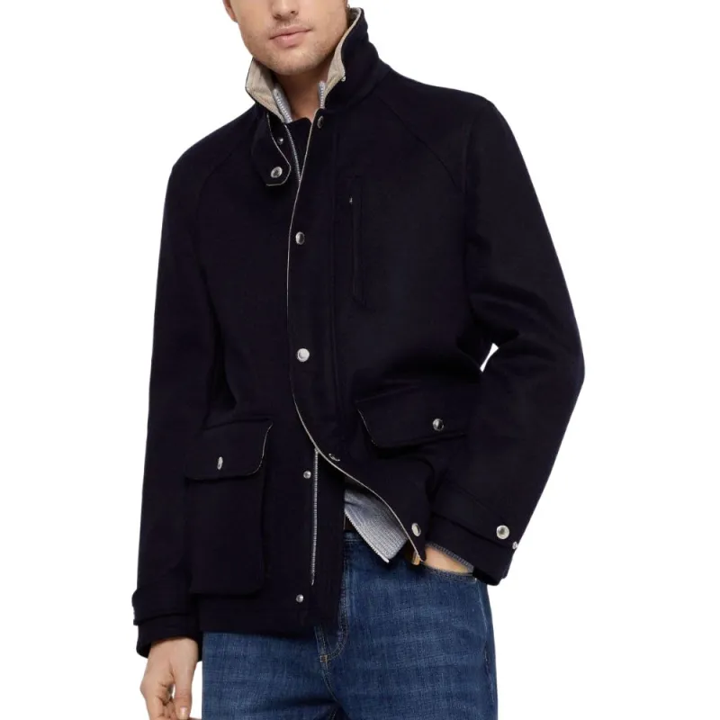 Brunello Cucinelli Corduroy Collar Press Stud Shirt Jacket-5