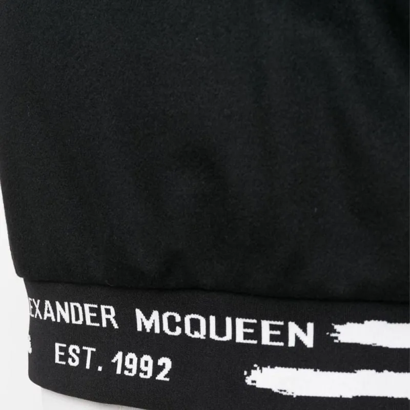 Alexander McQueen Logo Printed Buttoned Bomber Jacket-5