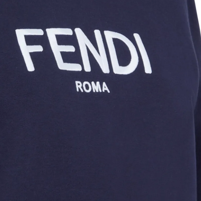 FENDI Logo Embroidered Drawstring Cropped Hoodie-6