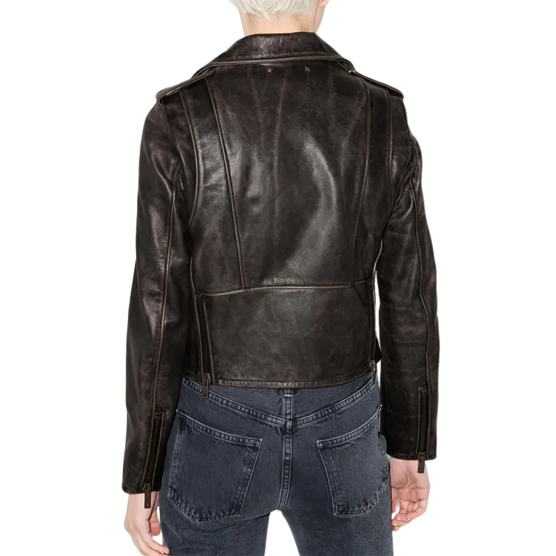 Golden Goose Cracked Effect Leather Biker Jacket-3