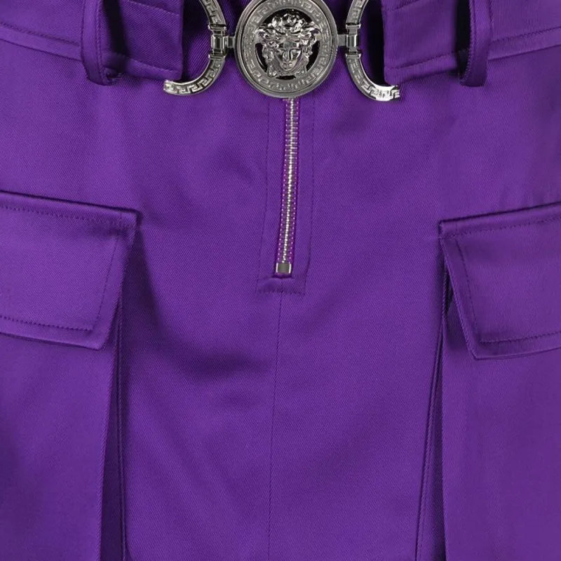 VERSACE Medusa Plaque Zipped Mini Skirt-4