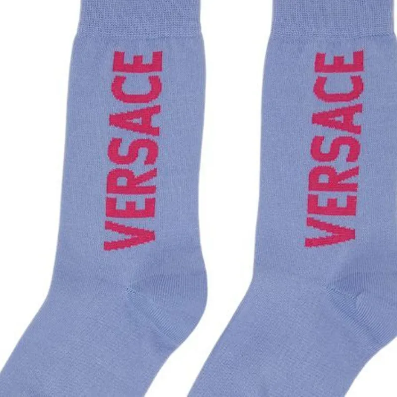 VERSACE FW23 Mid-Calf Socks Men's 1 Pack Blue-2
