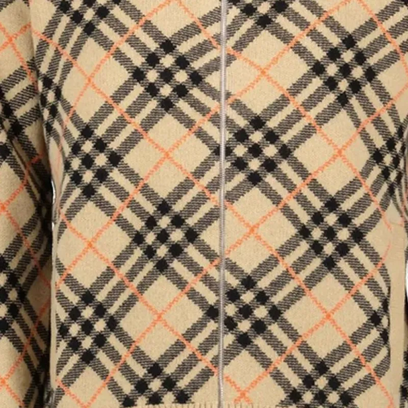 Burberry Checked Knitted Zip Up Cardigan-5