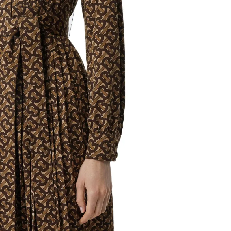 Burberry Long Sleeved Dresses Women's Malle Brown-3