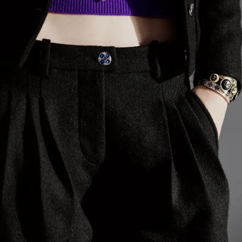 CHANEL Casual Pants Women's Black-1
