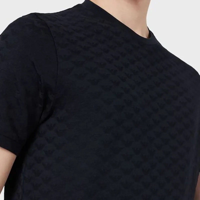 EMPORIO ARMANI Plain Textured T shirt-4