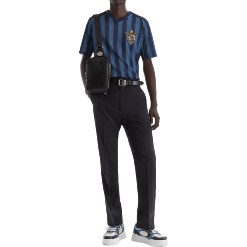 FENDI V Neck Striped T Shirt-2