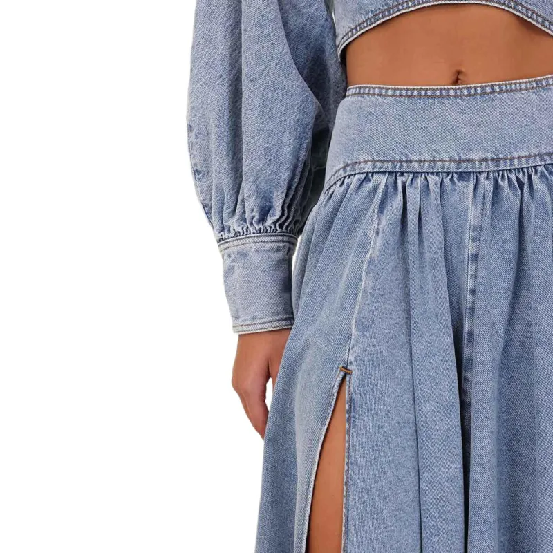 Zimmermann SS25 Denim Long Skirts Women's Blue-7