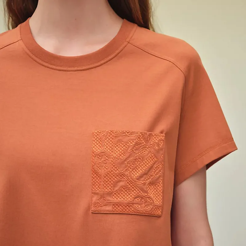 HERMES SS22 Raglan Sleeve T Shirt Women's Orange-3