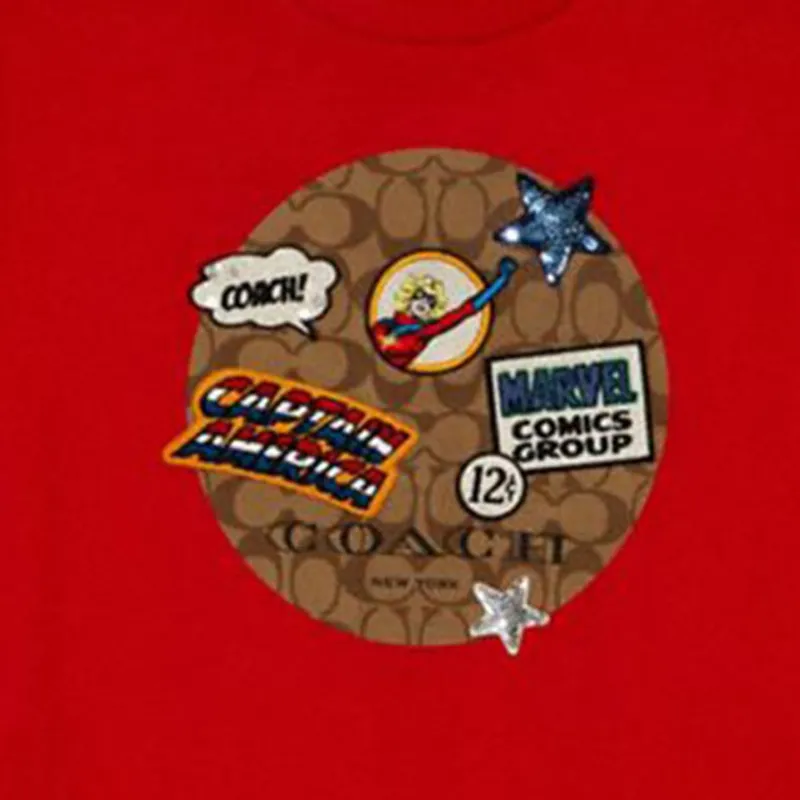 Marvel X COACH T-Shirts Women's Red-3