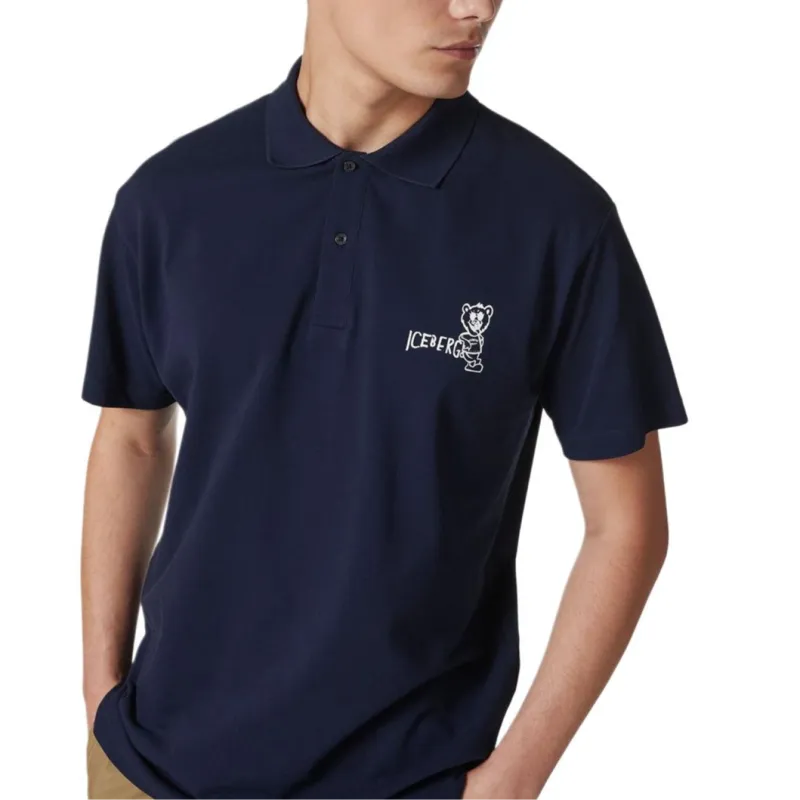 Iceberg Logo Printed Short Sleeved Polo Shirt-4
