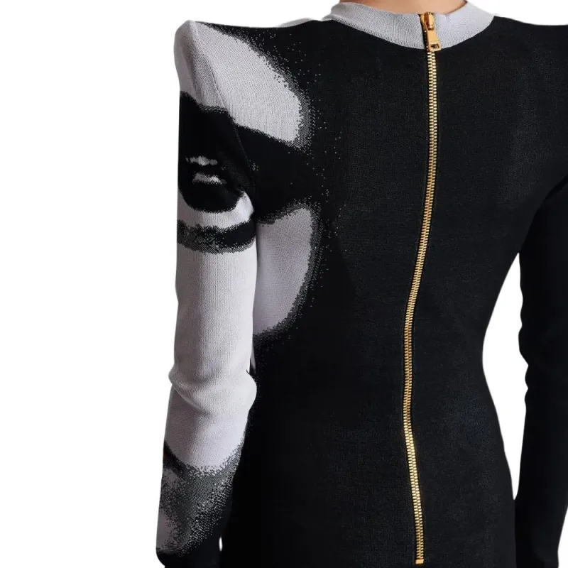 BALMAIN Face motif Mini Dress-6