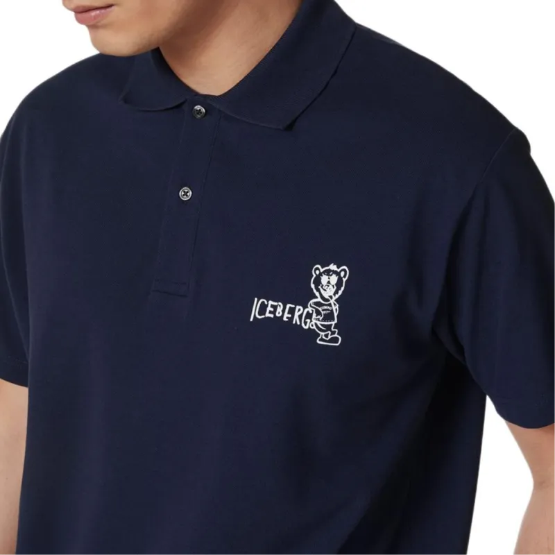 Iceberg Logo Printed Short Sleeved Polo Shirt-5