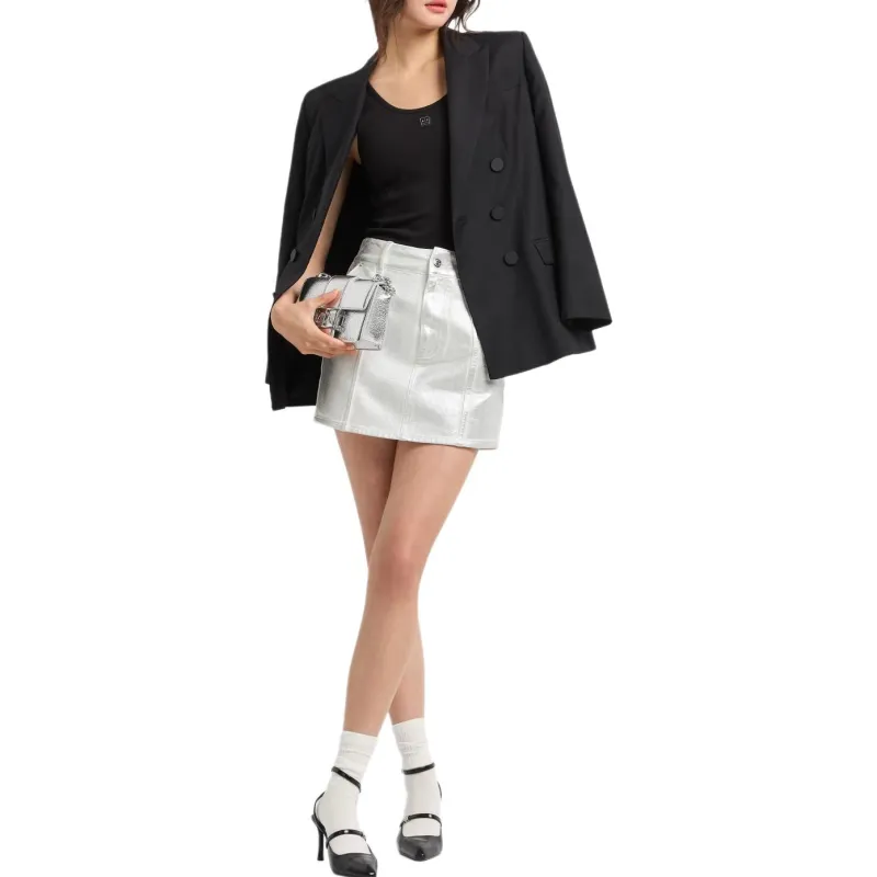 ARMANI EXCHANGE Metallic finish Mini Skirt-1