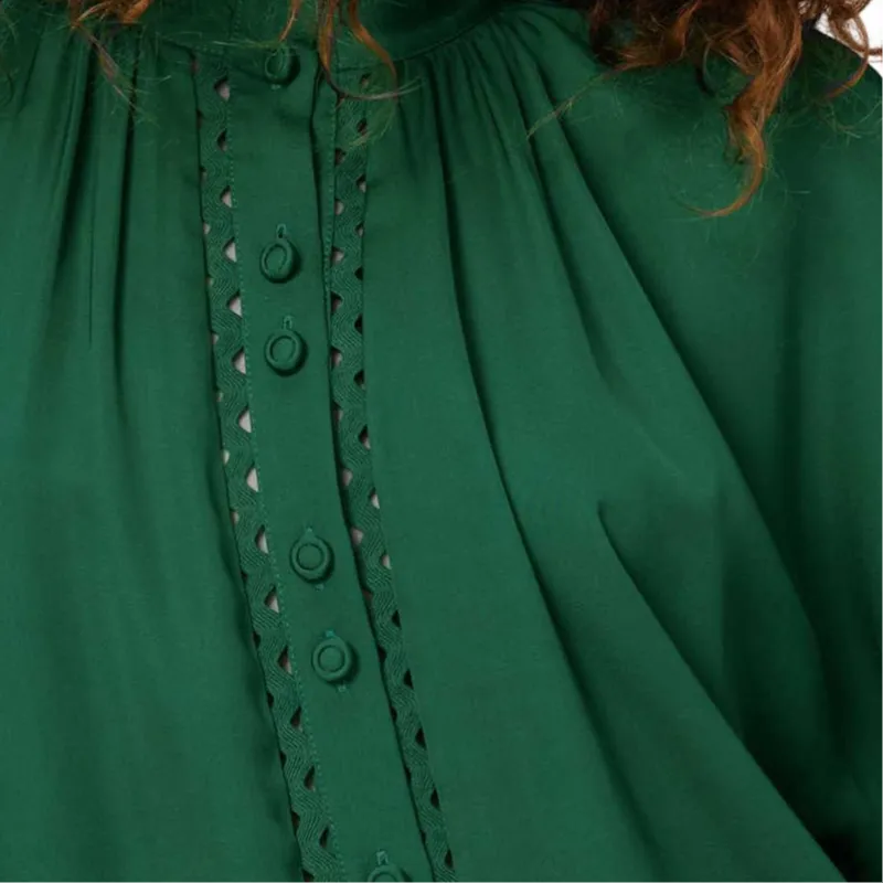 Diane Von Furstenberg SS25 Long Sleeved Dresses Women's Hunting Green-4