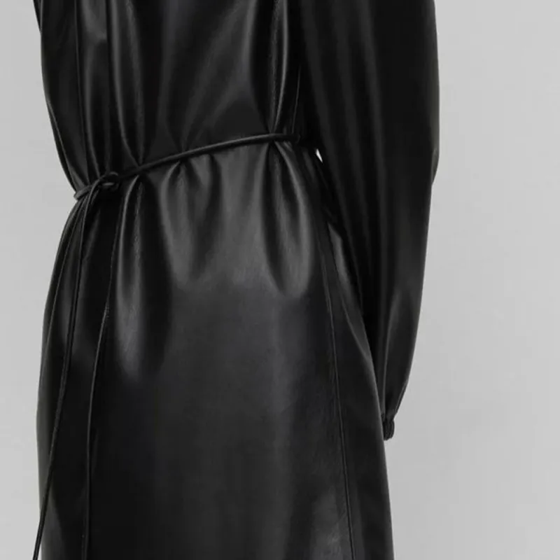 HUGO BOSS Faux leather Belted Dress-4