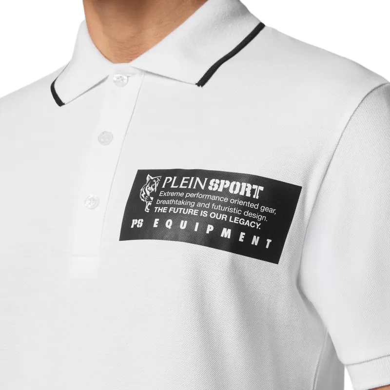 PLEIN SPORT Logo print Piqué Polo Shirt-4