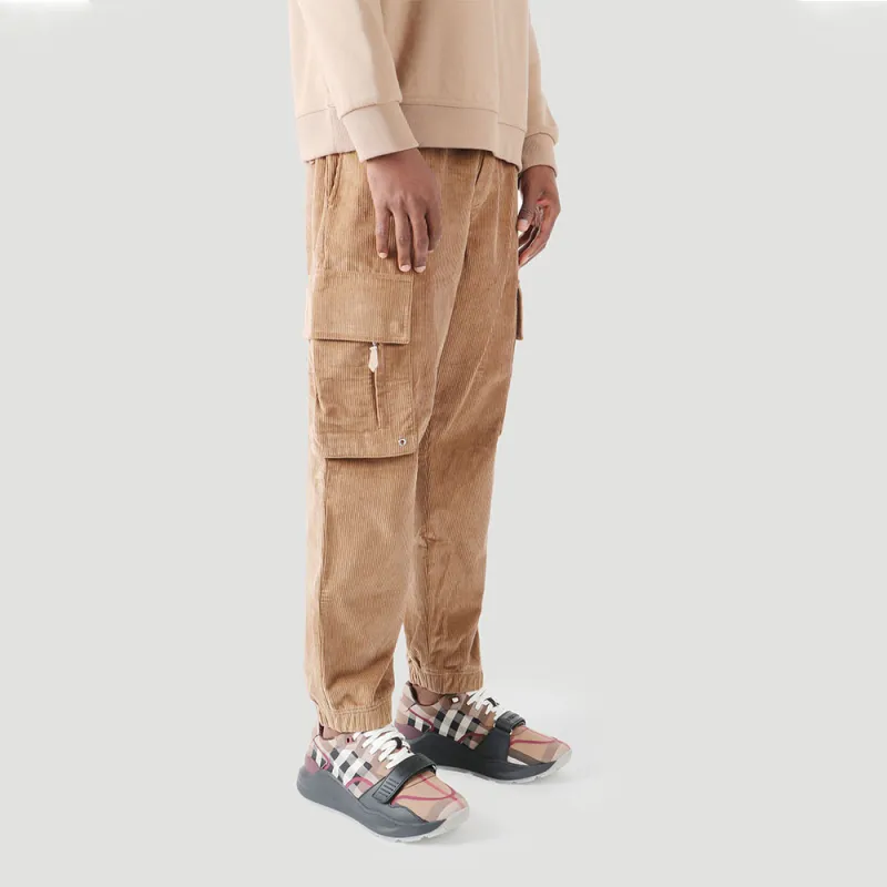 Burberry Logo Detail Corduroy Cargo Trousers-5