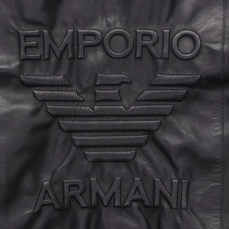 EMPORIO ARMANI Leather Jacket Men's Black-4