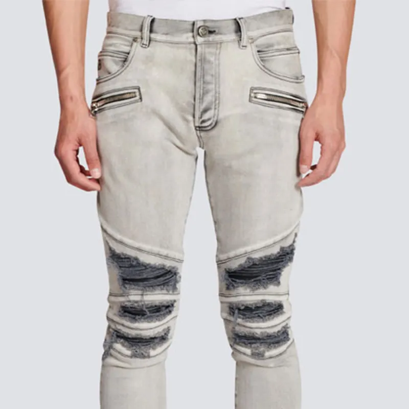BALMAIN SS22 Jeans Men's Gray White-1