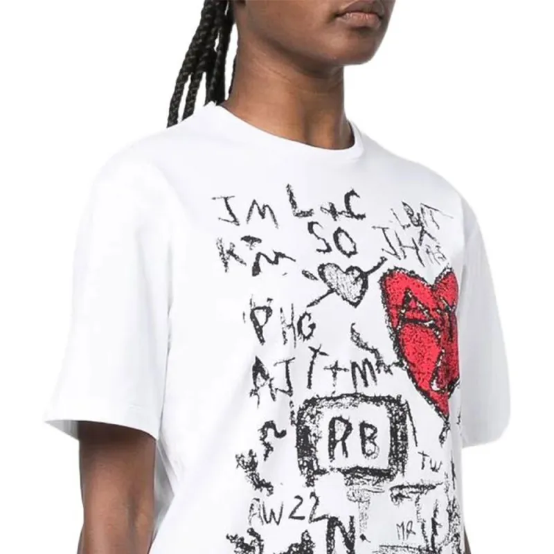 Alexander McQueen SS22 Drop Shoulder Sleeve T Shirt Women's White-4