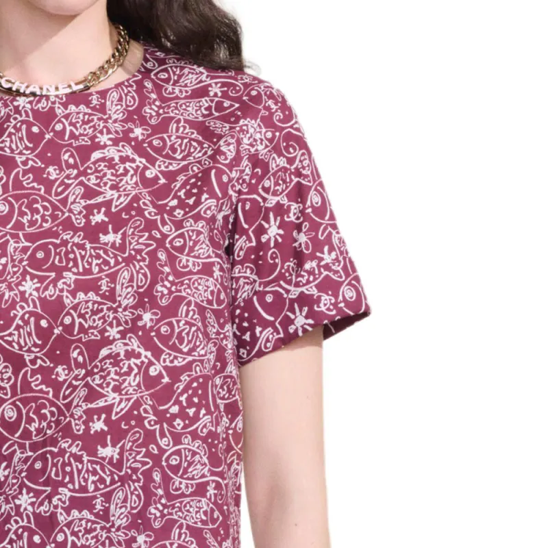 CHANEL Regular T-Shirt Women's Burgundy-5