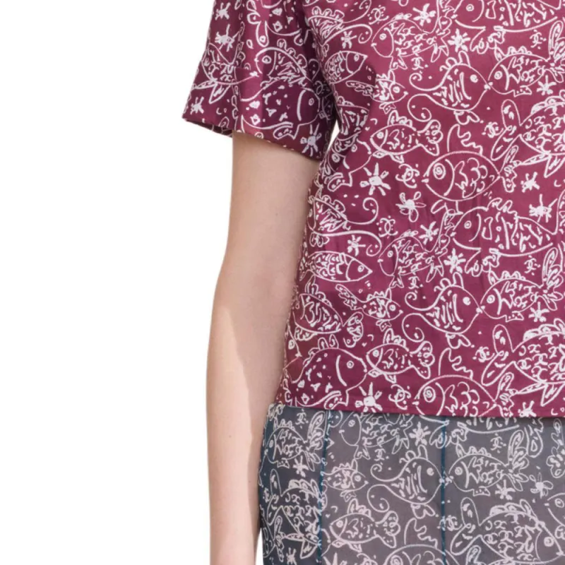 CHANEL Regular T-Shirt Women's Burgundy-3
