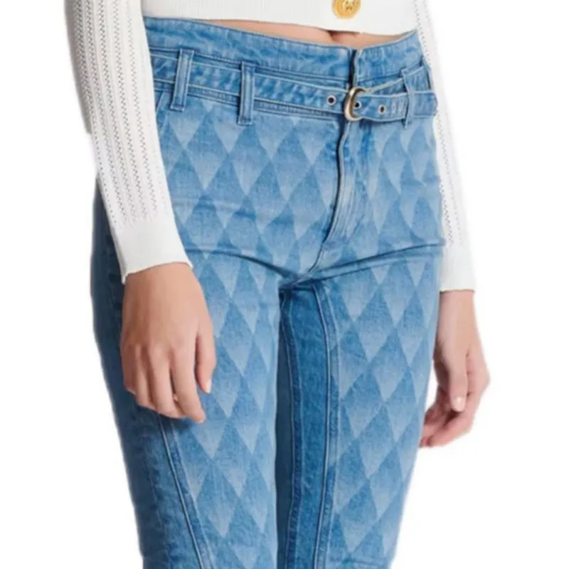 BALMAIN Geometric Patterned Slim Fit Jeans-5