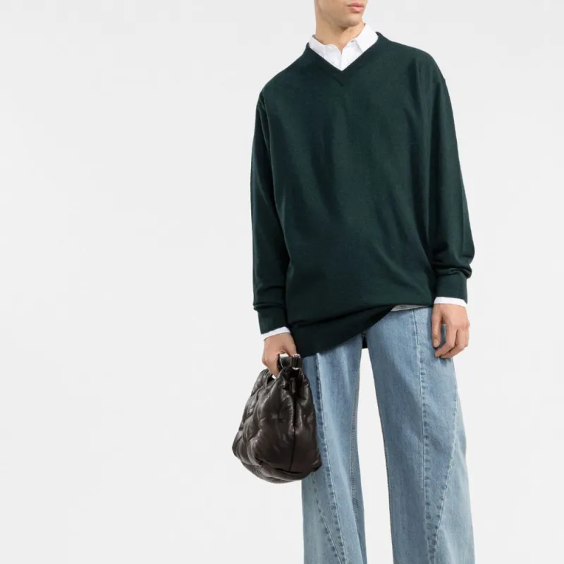 Balenciaga Cashmere V Neck Oversized Top-6